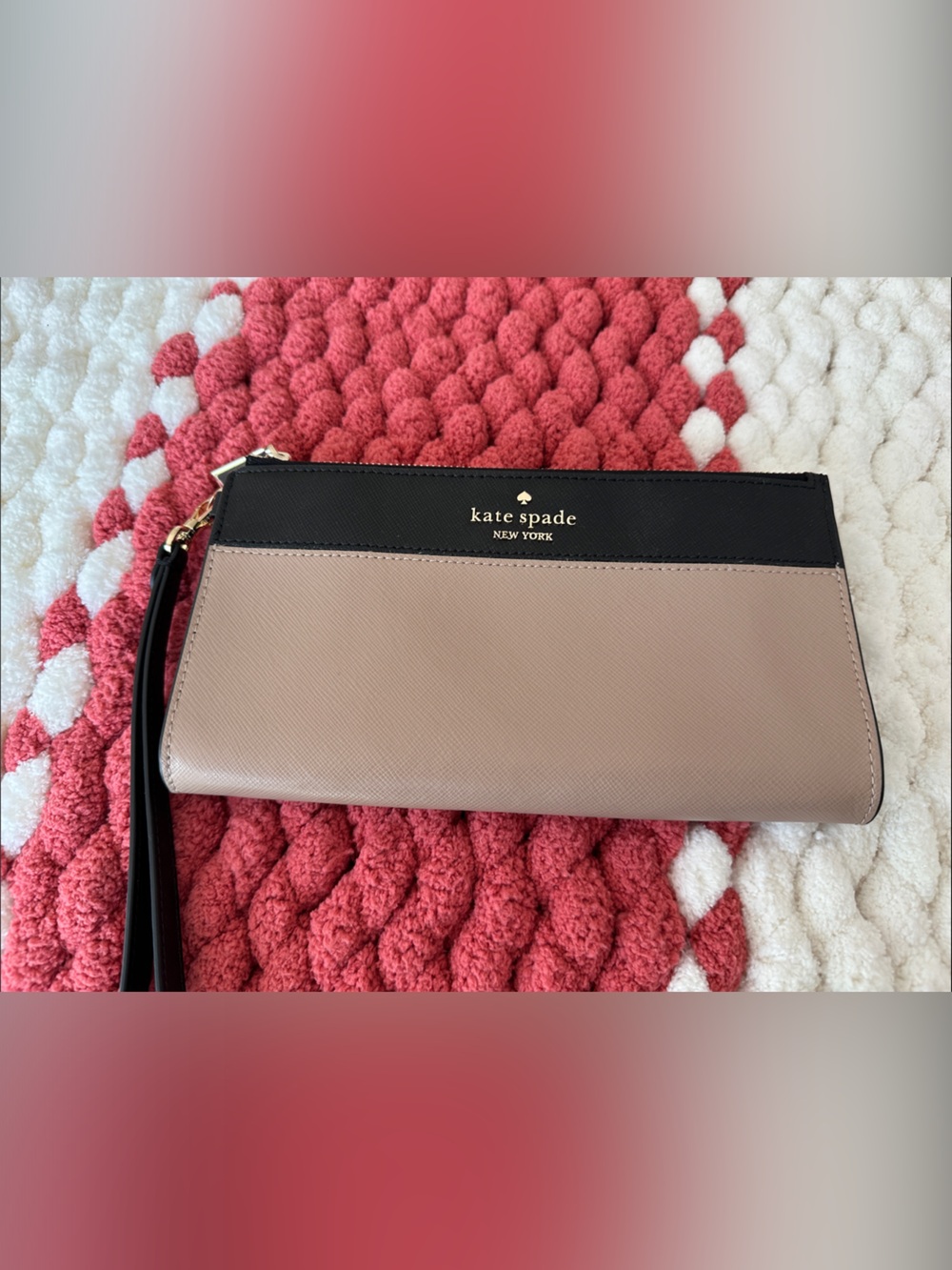 kate spade Two-Tone Taupe and Black Wristlet Crossbody